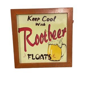 Keep Cool With Root Beer Floats Vintage Inspired Wood Framed 10x10 Wall Sign